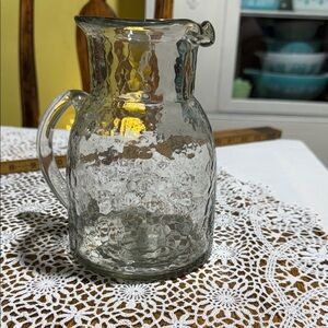 Clear Textured Glass Pitcher